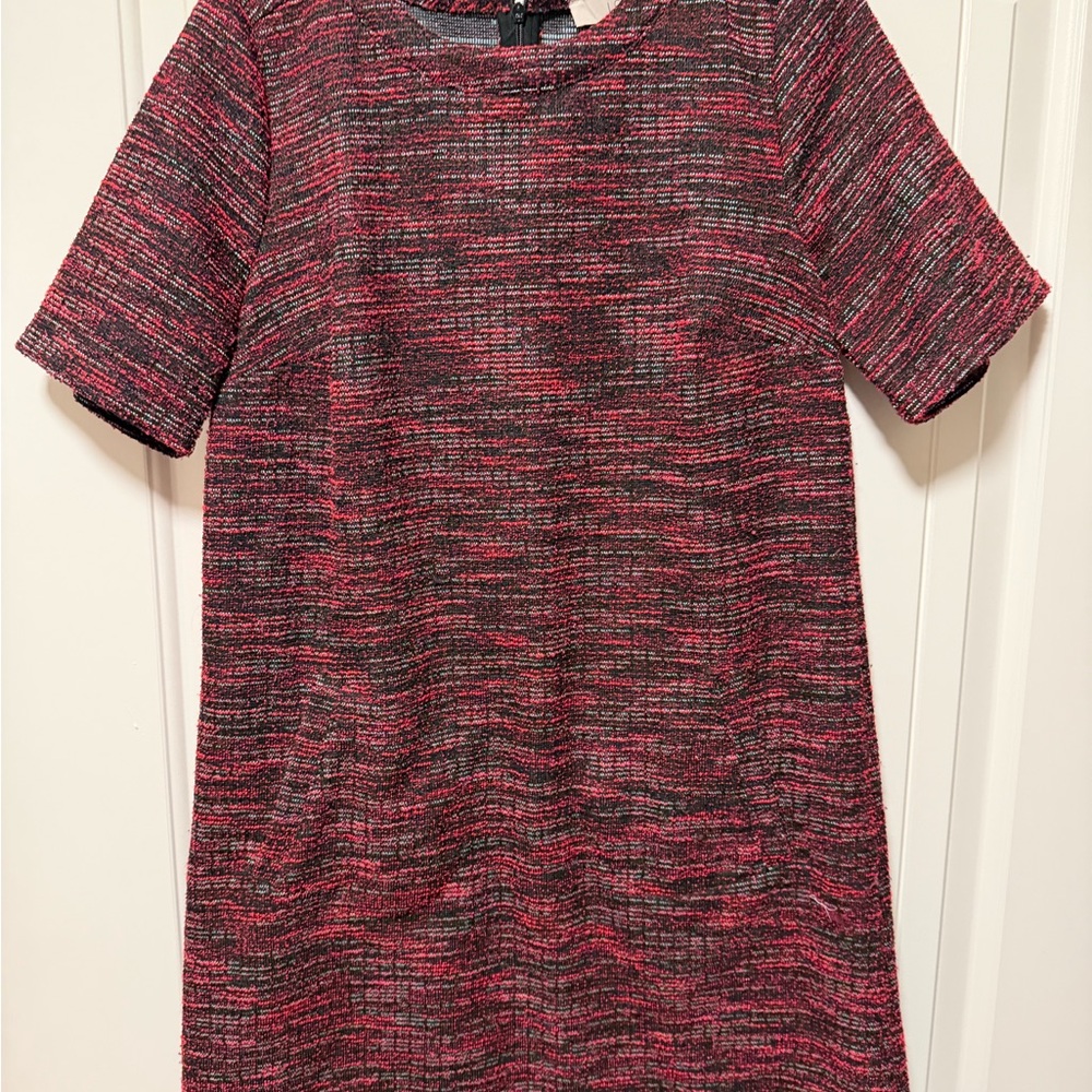 LOFT Pink and Black Textured Mini Dress